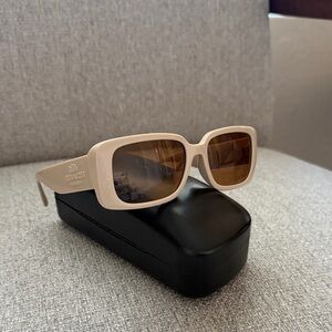 Coach Rectangular Sunglasses in Cream Frame with Brown Lenses